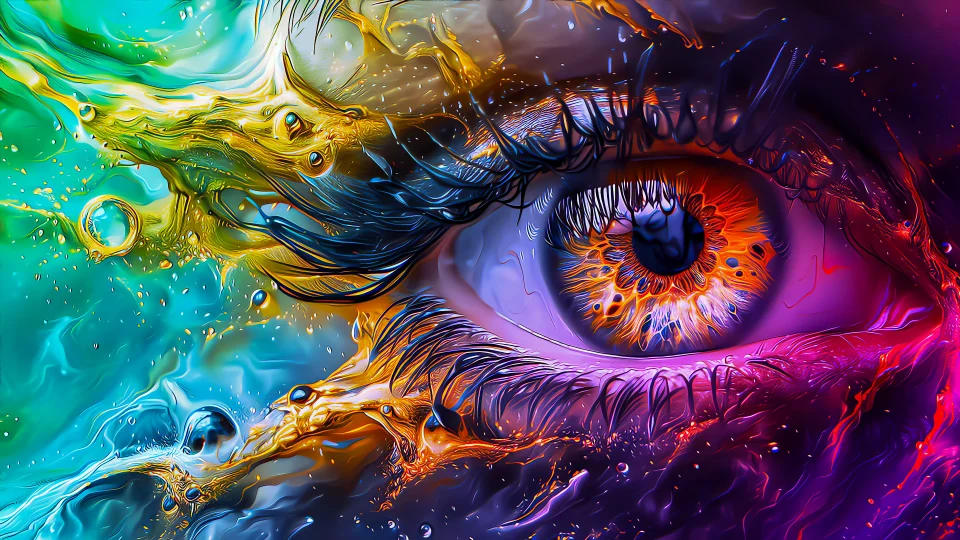 4K Abstract Neon Eye Psychedelic Art Wallpaper - AI wallpaper - 4K