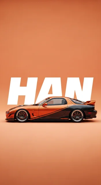 4K Mazda RX-7 VeilSide Orange Car Wallpaper