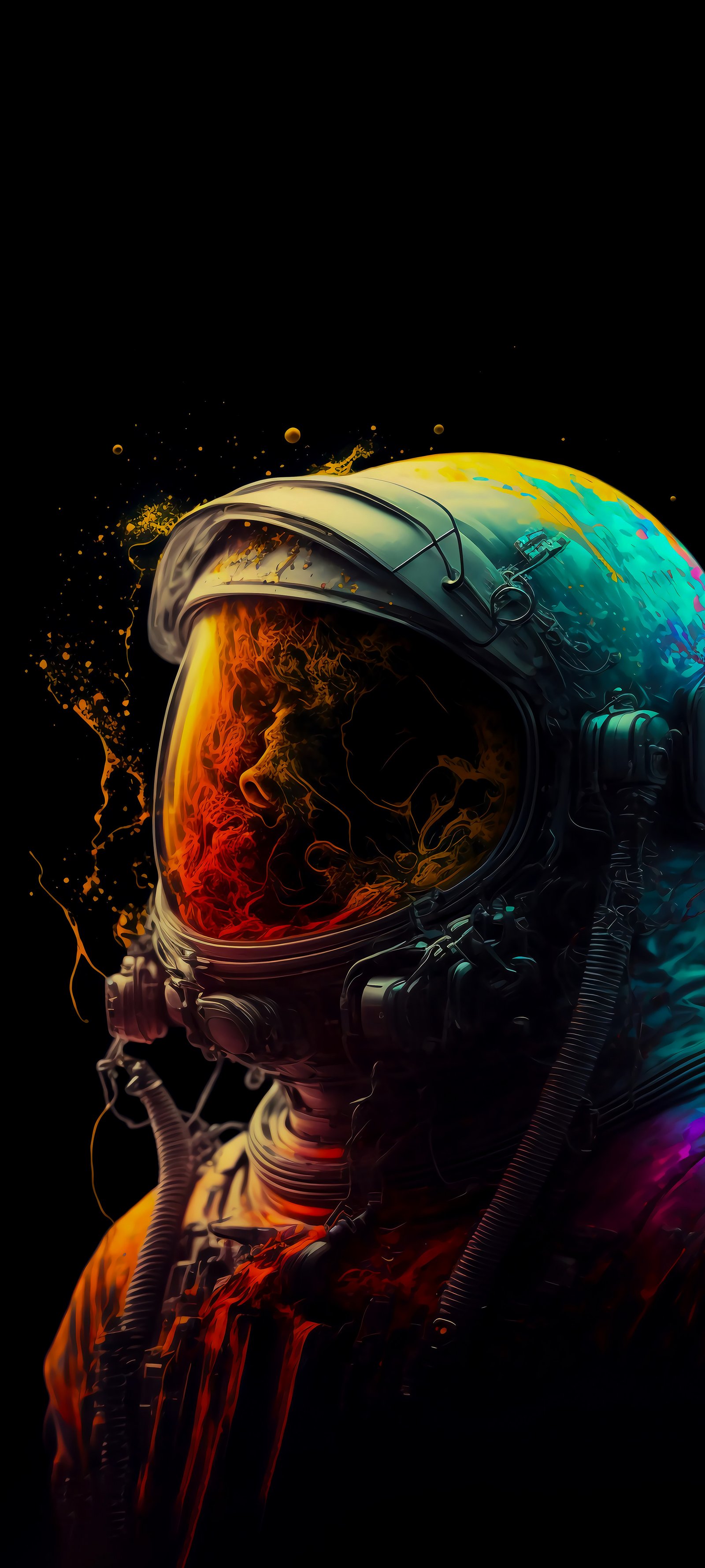 4K Neon Astronaut Helmet AMOLED Wallpaper - AI wallpaper - 4K