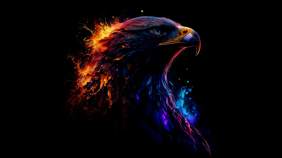 4K Neon Fire Eagle Dark Fantasy Wallpaper - AI wallpaper - 4K