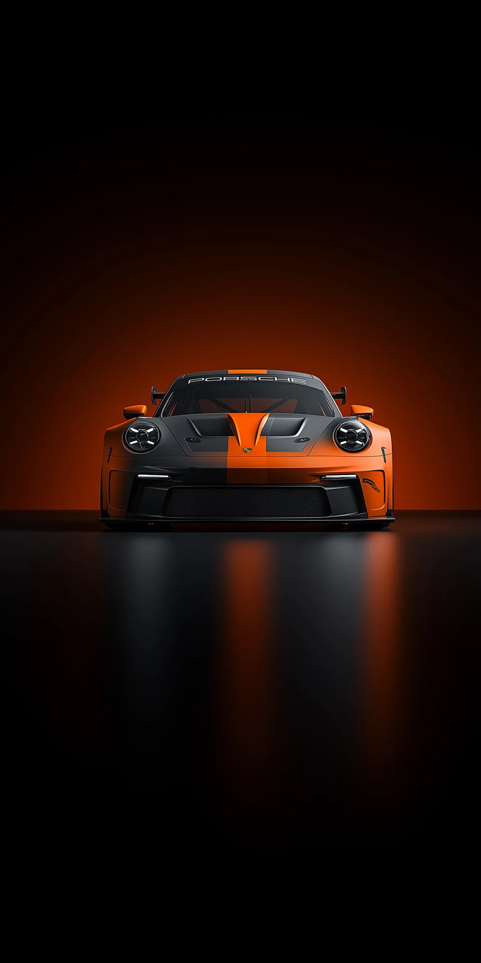 4K Porsche Gt3 Sports Car Wallpaper Orange & Black Front View - Cars wallpaper - 4K