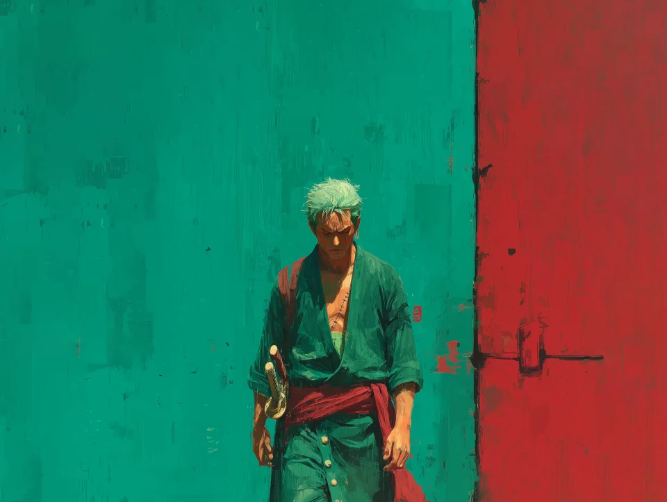 4K Zoro One Piece Samurai Wallpaper Green & Red Art - Anime wallpaper - 4K