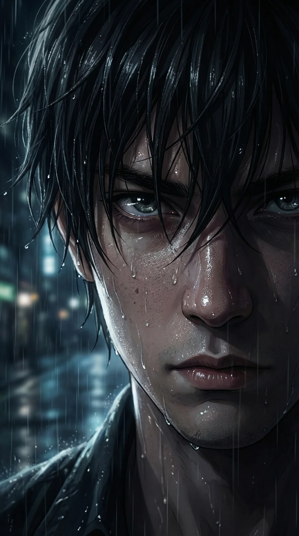 A Face Full Of Untold Pain 4K Phone Wallpaper - AI wallpaper - 4K