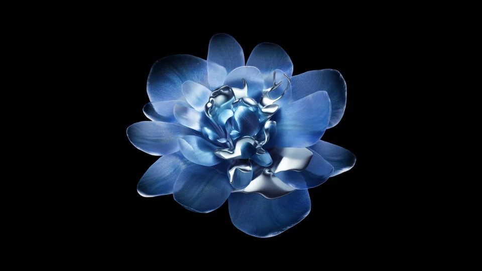 Abstract Blue Flower 4K Wallpaper Liquid Metal & Dark Aesthetic - Flowers wallpaper - 4K
