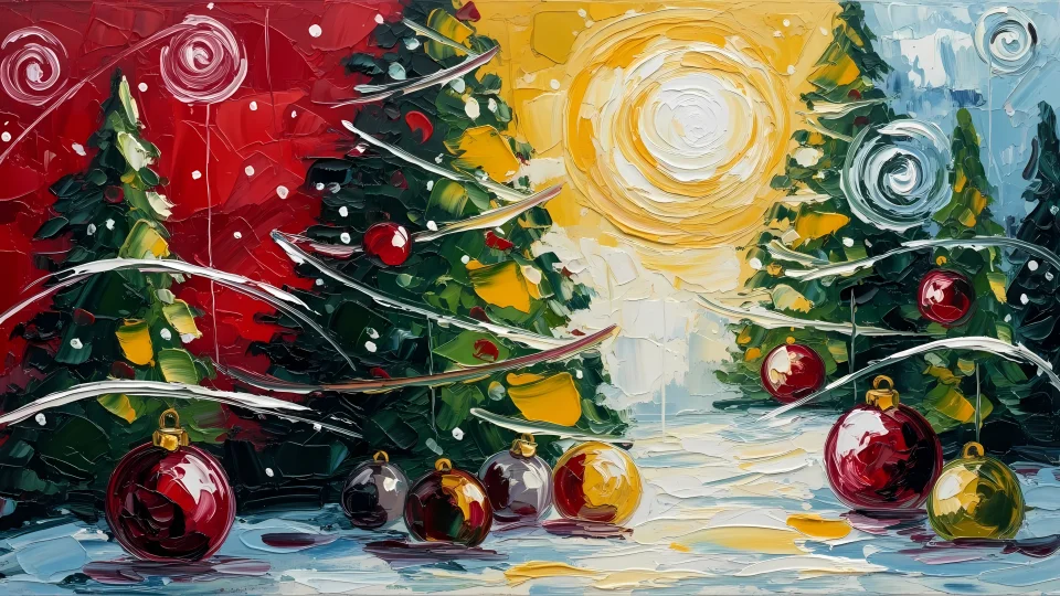 Abstract Christmas Trees Oil Painting Wallpaper - Celebrations wallpaper - 4K