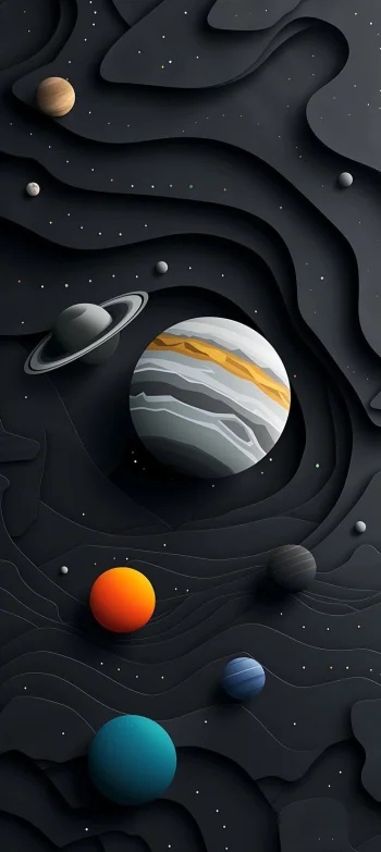 Abstract Paper Cut Space 4K Wallpaper Solar System & Dark Aesthetic