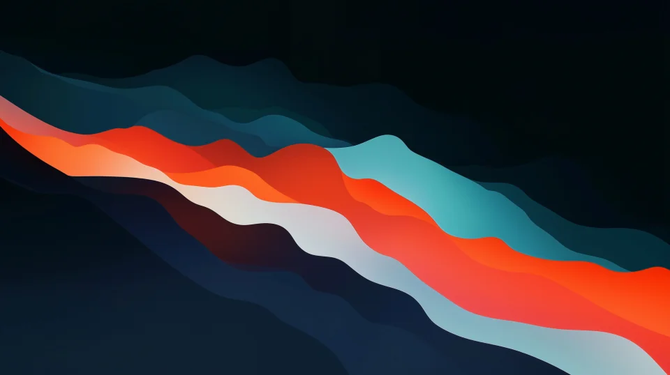 Abstract Wavy Desktop Wallpaper 4K Orange & Teal Gradient Layers - Abstract wallpaper - 4K