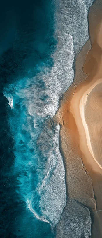 Aerial Beach Waves Wallpaper 4k for iphone