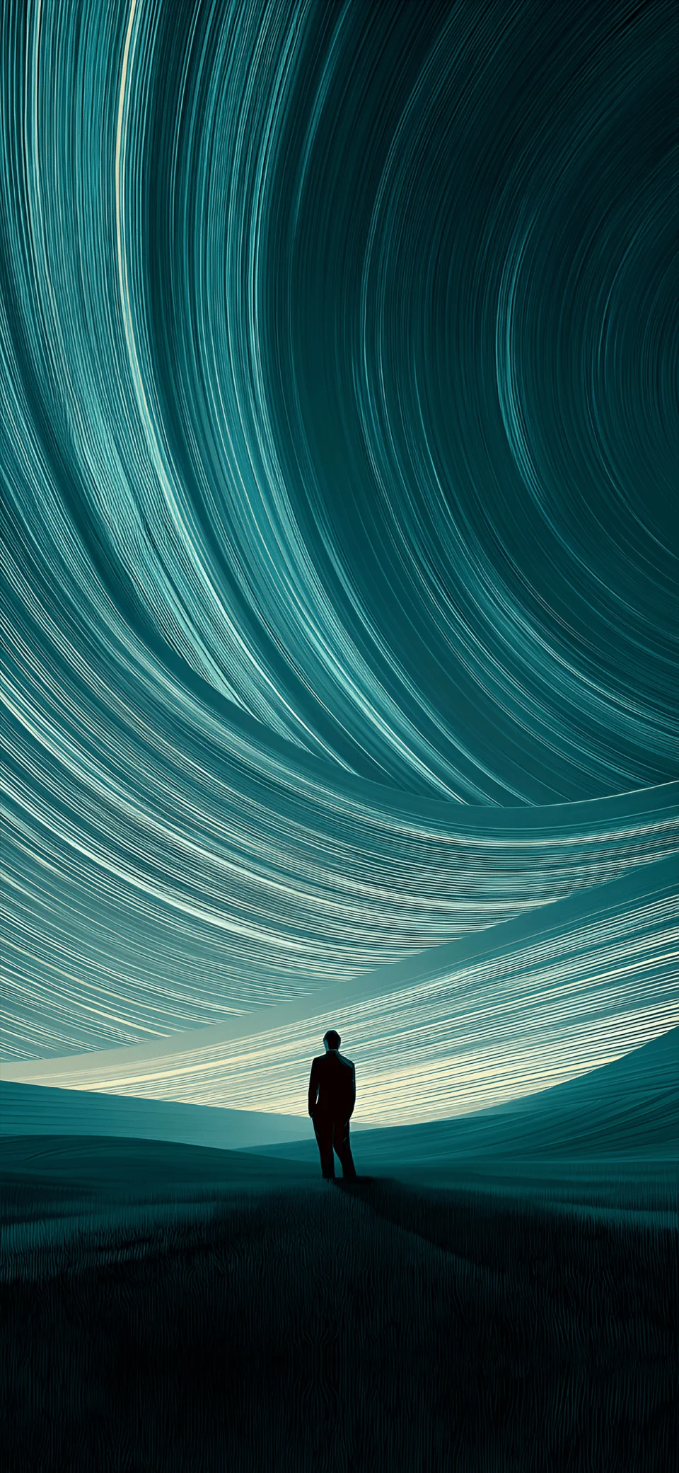Alone Under Star Trails Wallpaper 4K Solitary Figure Minimalist... - Artist wallpaper - 4K