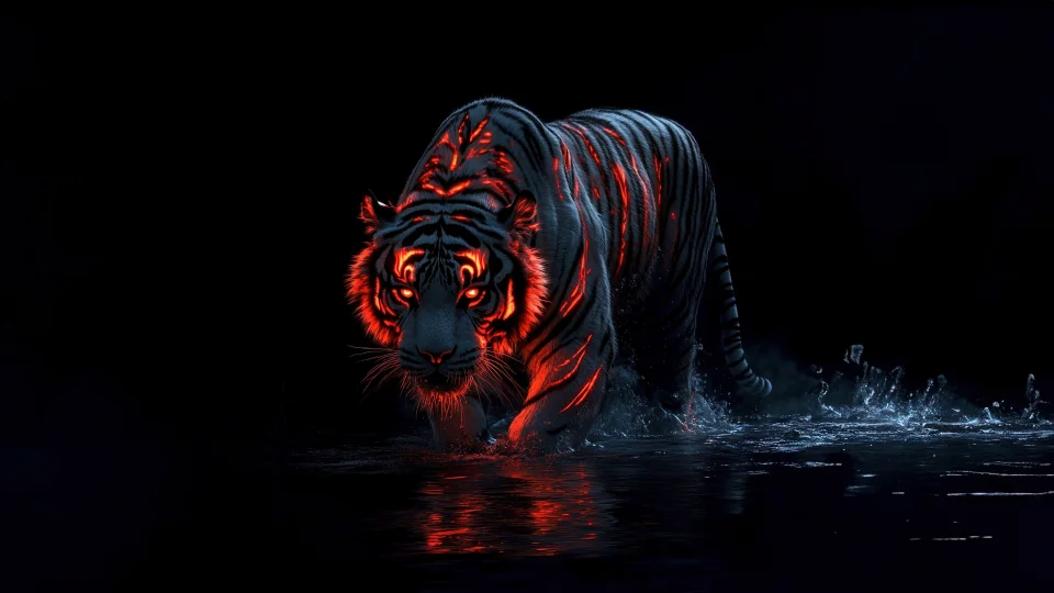 AMOLED Glowing Tiger 4K Wallpaper - Animals wallpaper - 4K