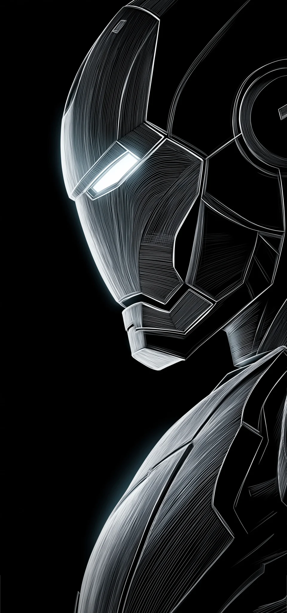AMOLED Iron Man Wallpaper 4K - Minimal Black & White Arc... - Artist wallpaper - 4K