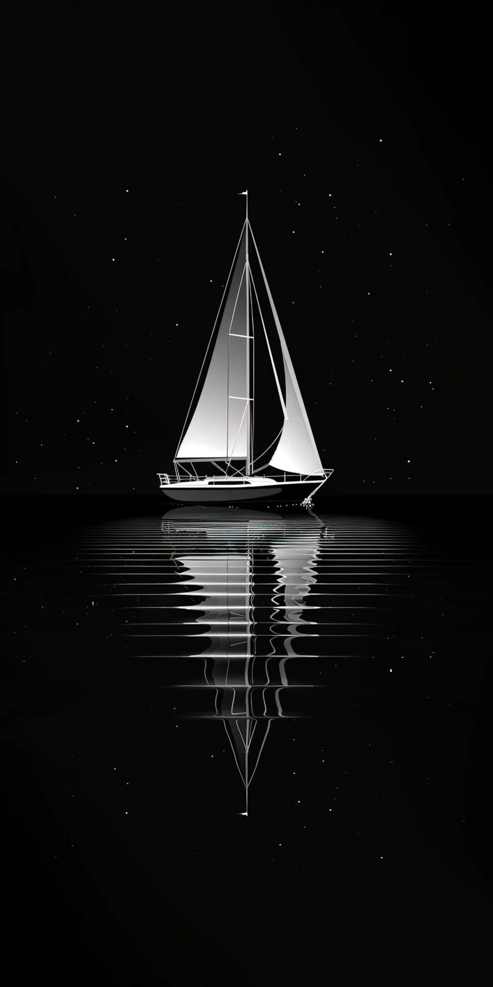 AMOLED Sailboat Wallpaper 4K - Minimal Black & White Yacht... - Artist wallpaper - 4K