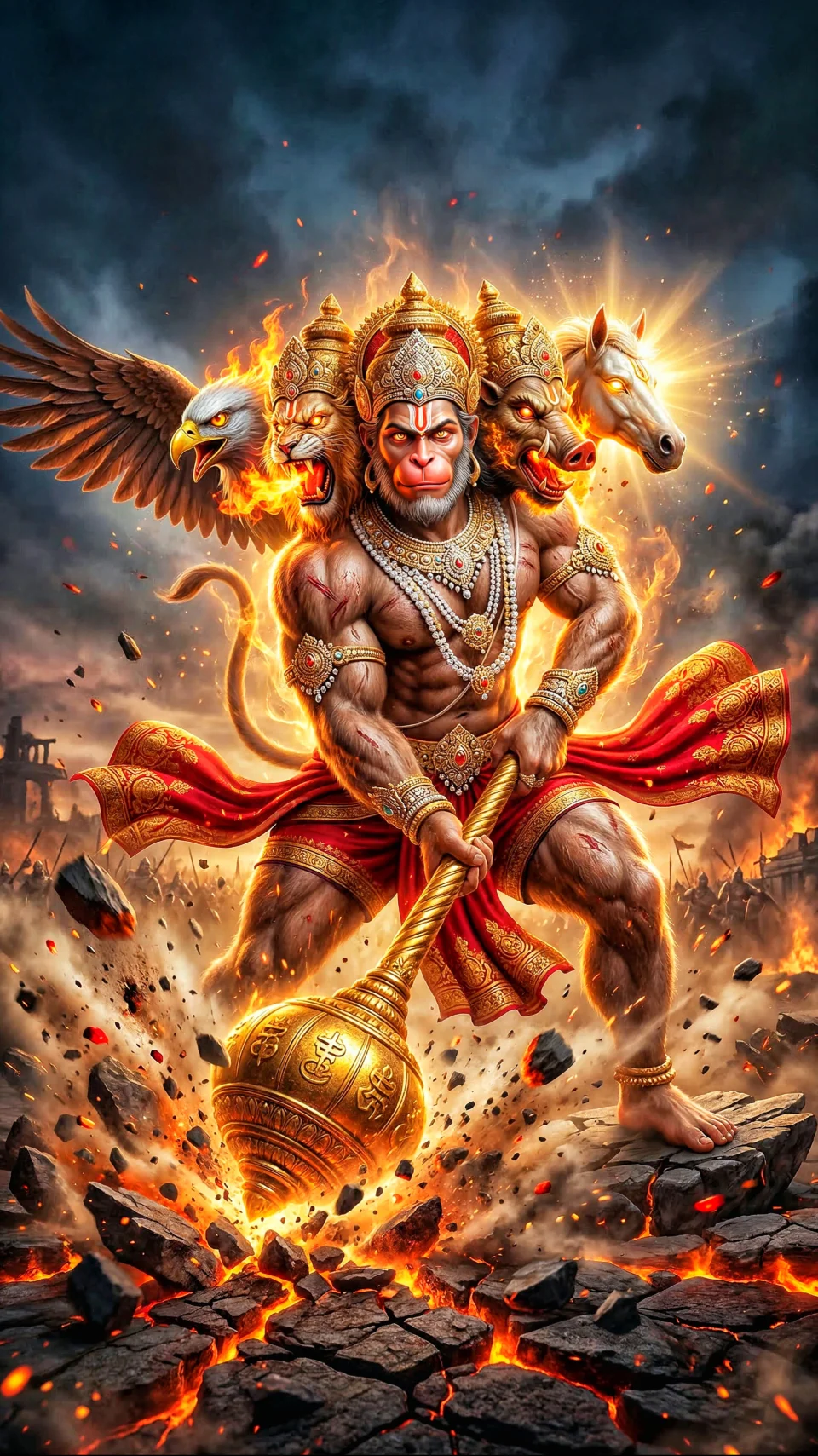 Angry Hanuman Warrior 4K Ultra HD Wallpaper - 3D wallpaper - 4K