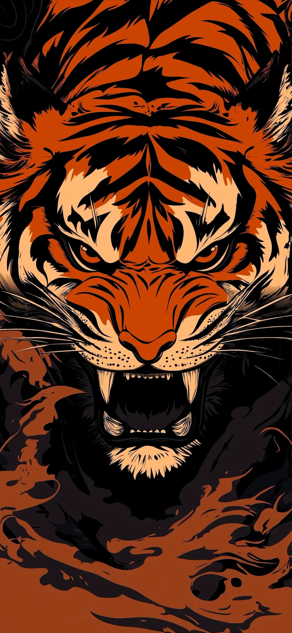 Angry Tiger Face Illustration 4K Wallpaper Fierce Animal... - Animals wallpaper - 4K