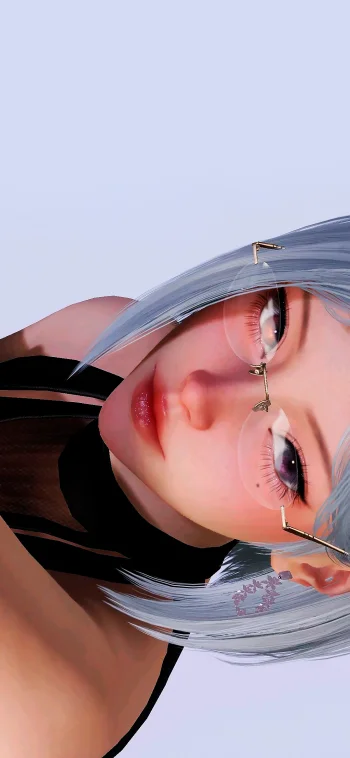 Anime Girl Aesthetic Portrait 4K Wallpaper Blue Hair Glasses Ultra HD Mobile Background