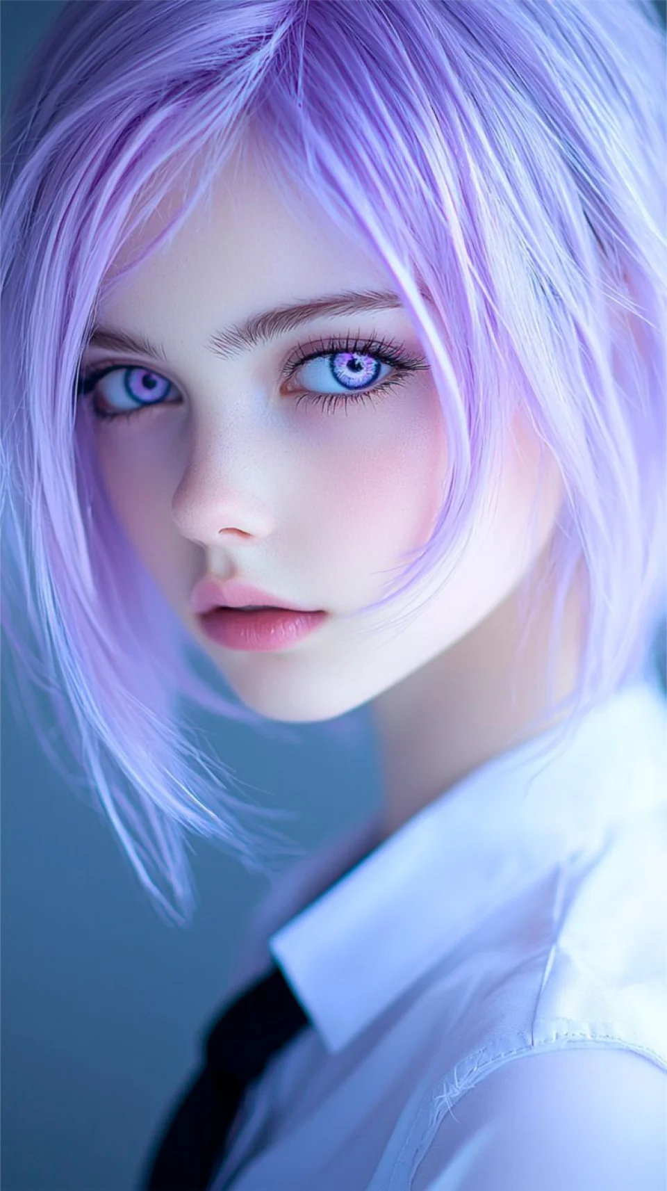 Anime Girl Purple Hair And Eyes 4K Wallpaper School Uniform... - Girls wallpaper - 4K