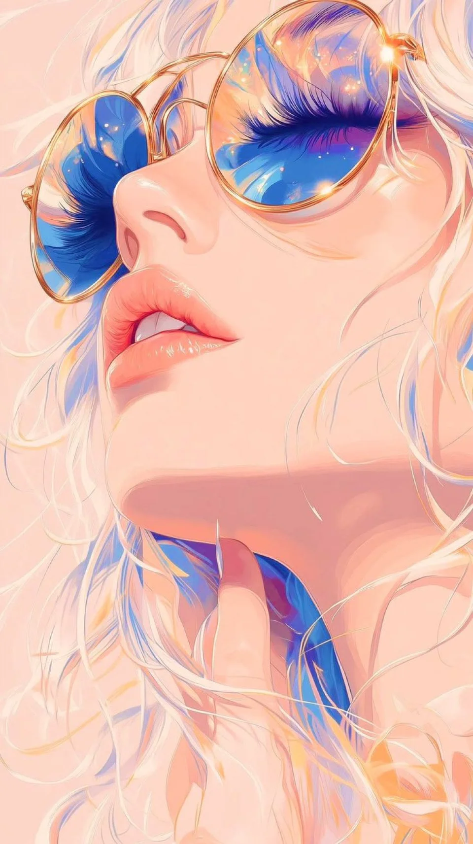 Anime Girl Sunglasses Reflection 4K Wallpaper Pastel Sky... - Girls wallpaper - 4K