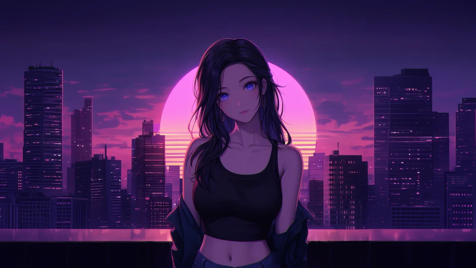 Anime Girl With Bright Blue Eyes 4K Wallpaper - Artist wallpaper - 4K