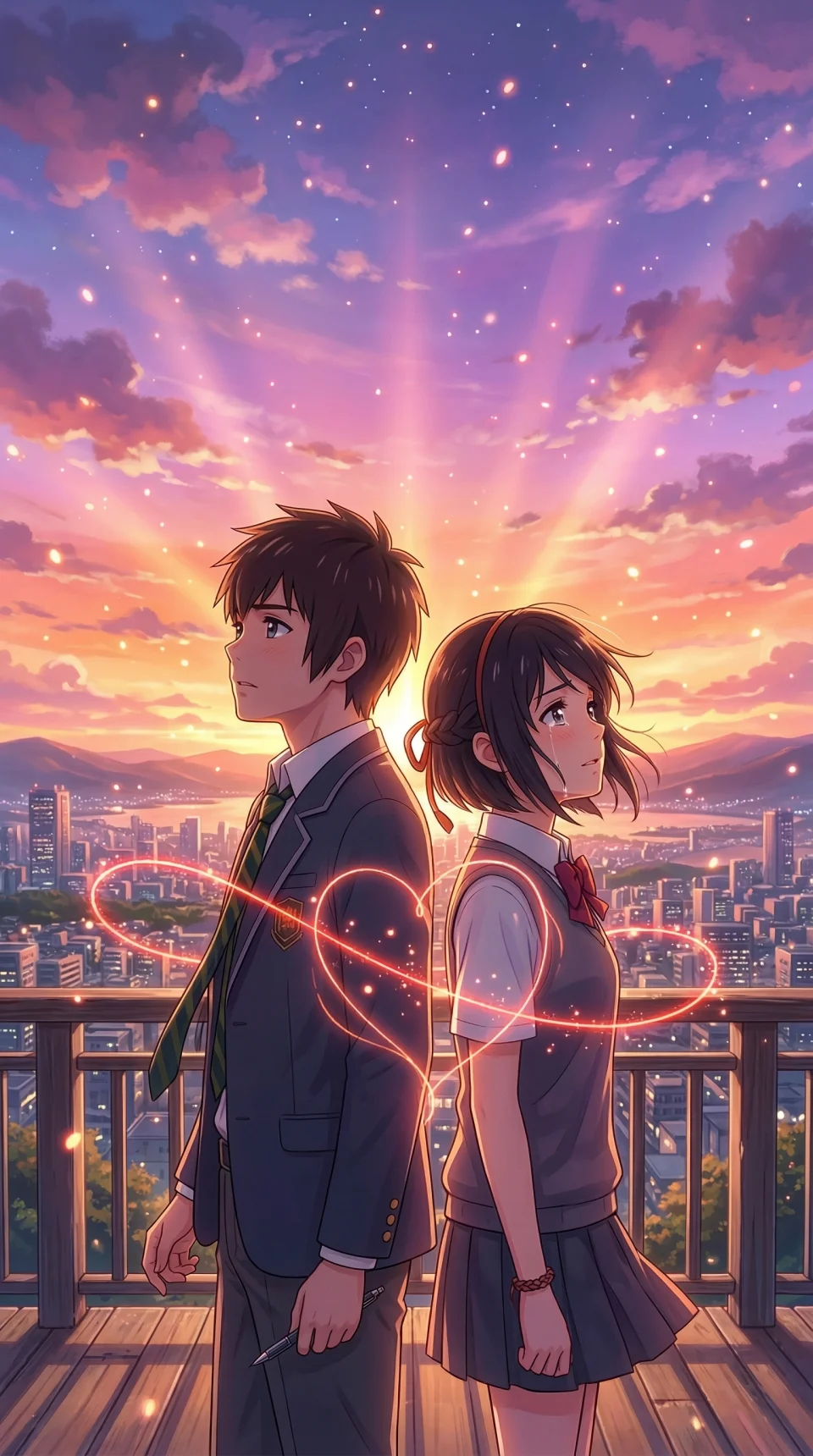 Anime Love Sunset Scene 4K Wallpaper Romantic City Sky - Anime wallpaper - 4K