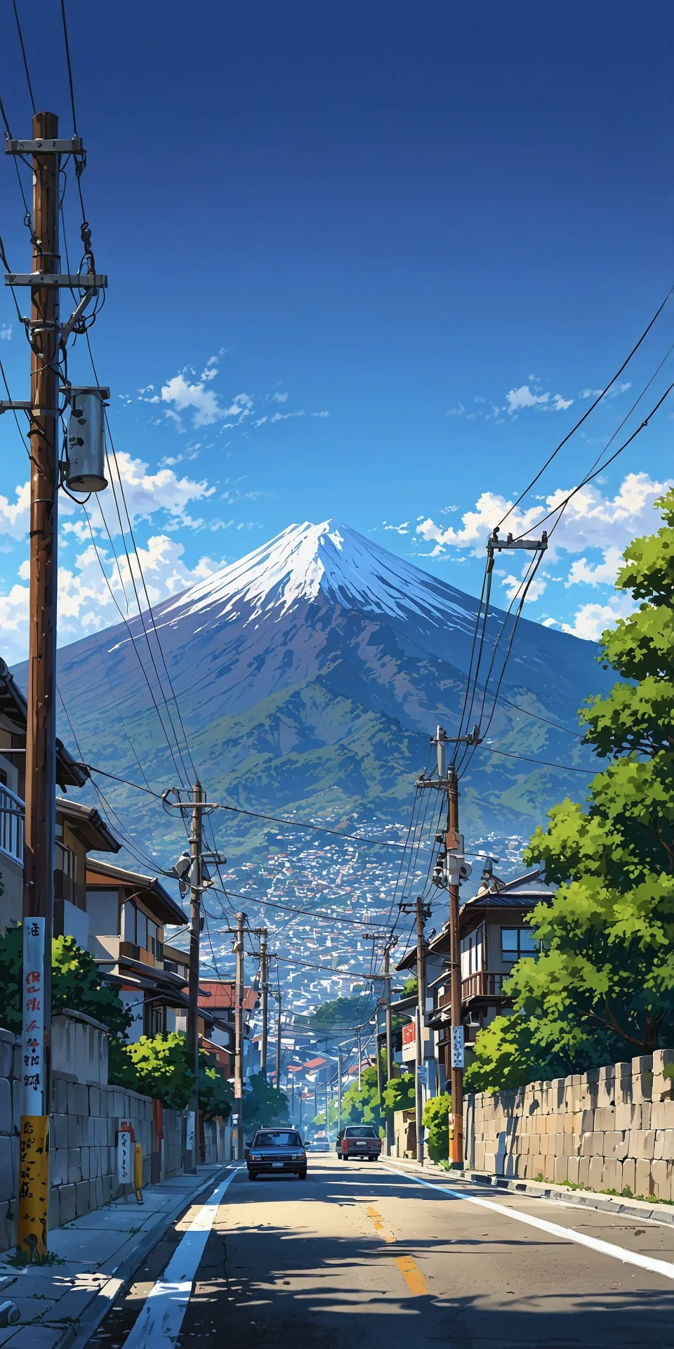 Anime Mount Fuji Japanese Street Wallpaper - Nature wallpaper - 4K
