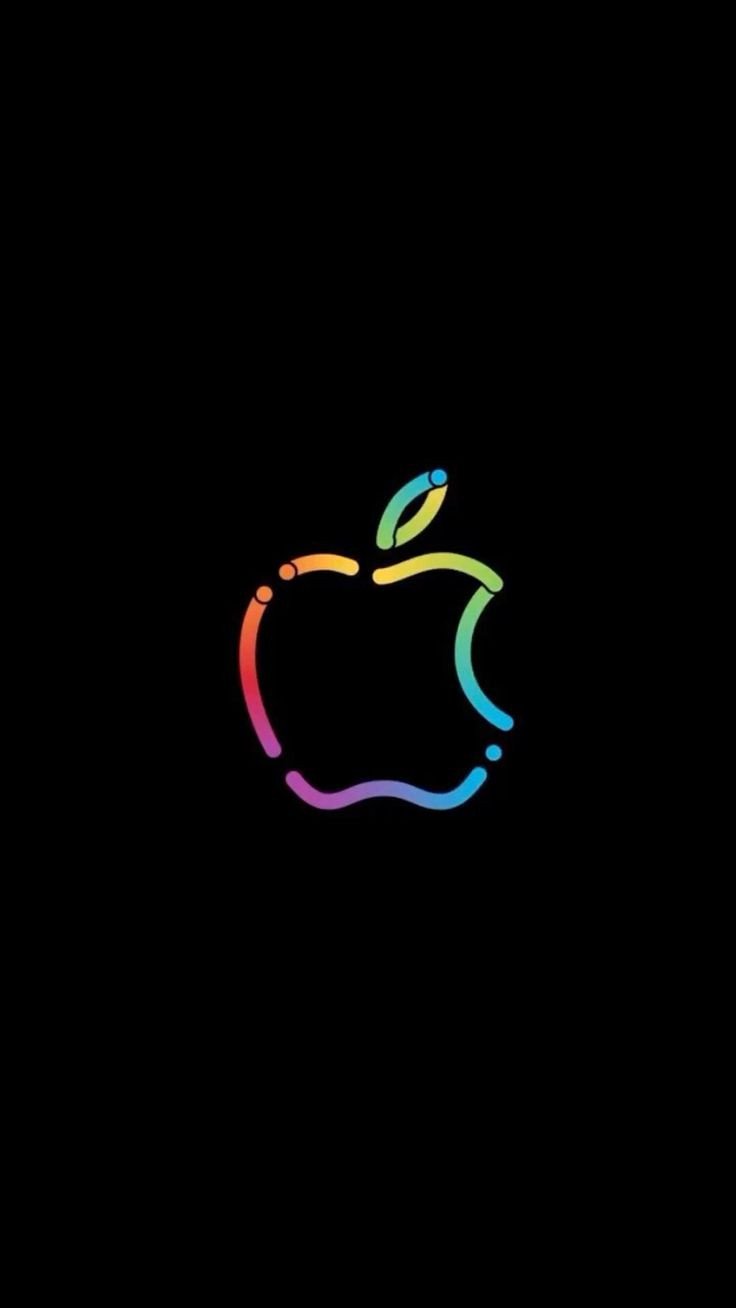 Apple Logo Rainbow Outline 4K Wallpaper AMOLED Aesthetic - Logo wallpaper - 4K