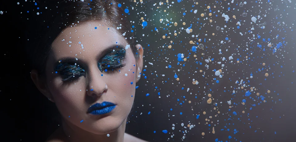Artistic Blue Makeup 4K Wallpaper Paint Splatter Fashion - Creative wallpaper - 4K