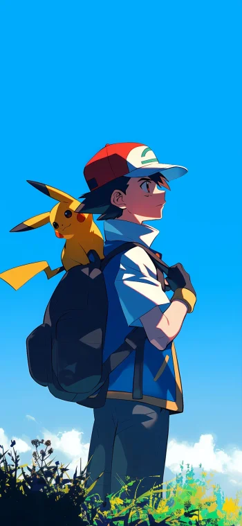 Ash and Pikachu Anime Wallpaper 4K | Pokémon Adventure Phone Background