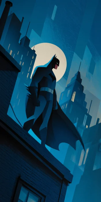 Batman on Rooftop Wallpaper 4K | DC Comics Animated Style Mobile Background