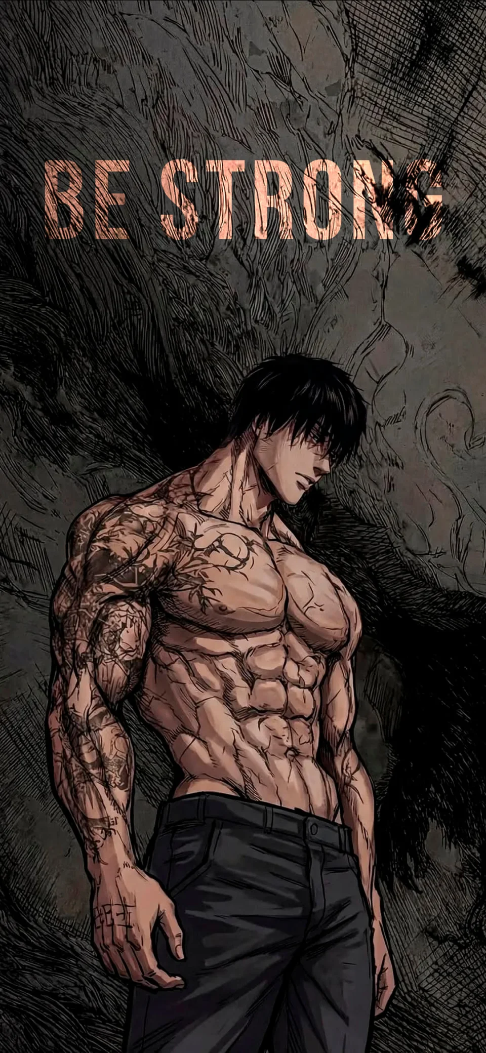 Be Strong Anime Gym Wallpaper 4K Dark Aesthetic Bodybuilder... - Artist wallpaper - 4K