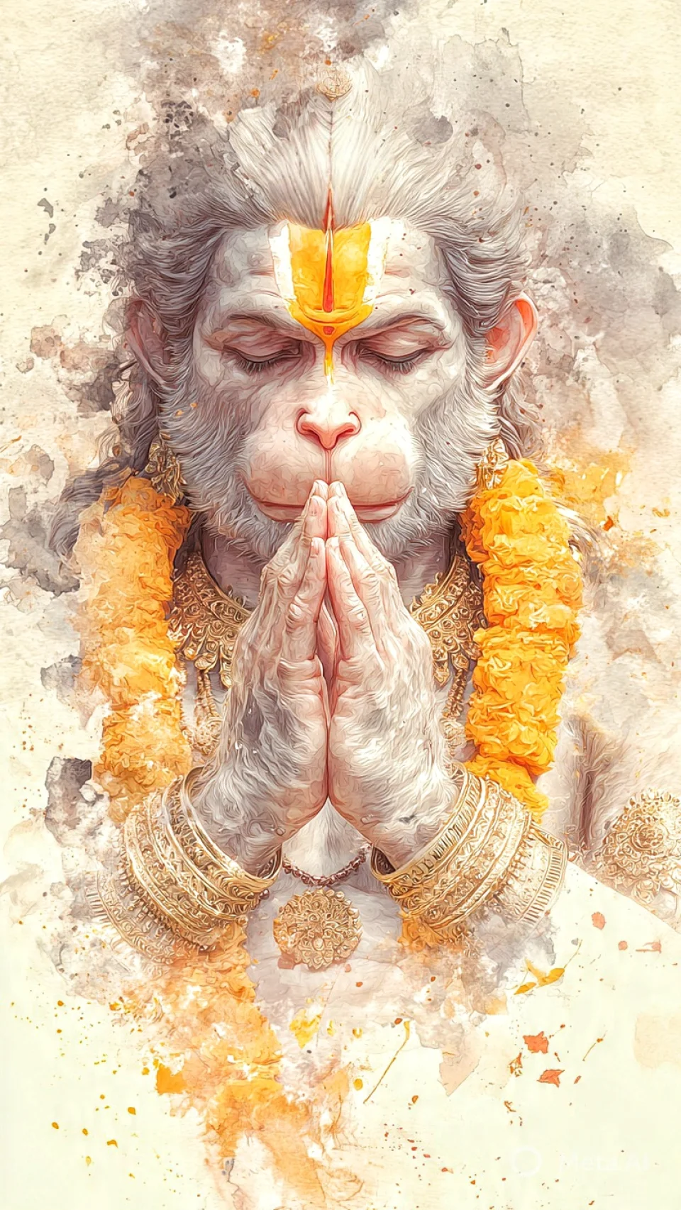 Bhakti Hanuman Ji Folded Hands 4K Wallpaper Divine Art HD - God wallpaper - 4K