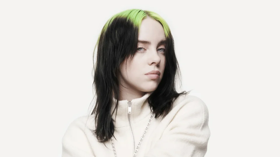 Billie Eilish 4K Wallpaper Neon Green Hair Roots & White... - Celebrities wallpaper - 4K
