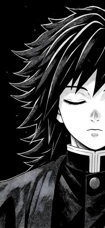 Black and White Anime Manga 4K Wallpaper for Mobile