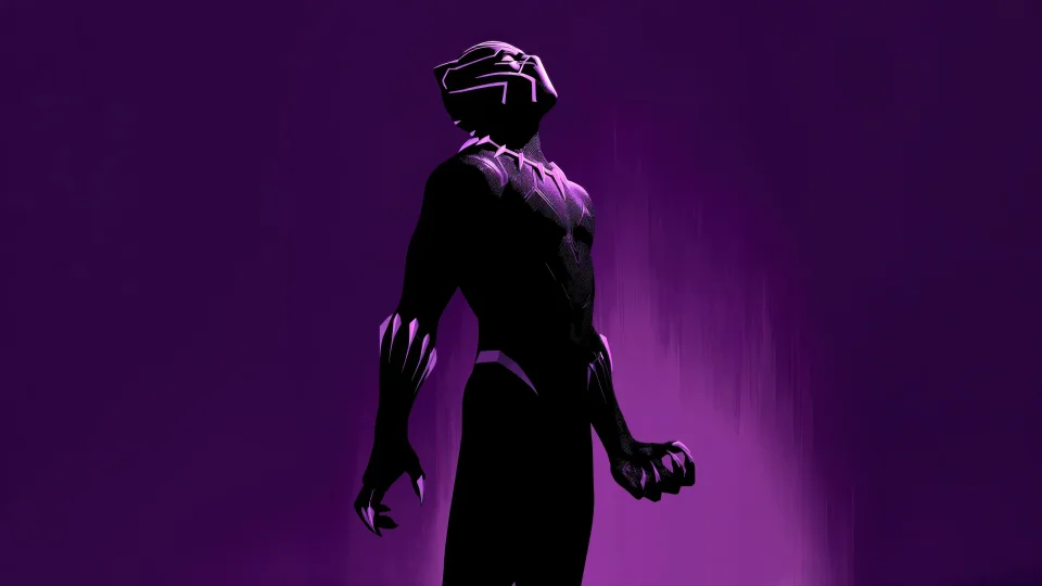 Black Panther Minimalist Purple Aesthetic 4K Wallpaper HD - Superheroes wallpaper - 4K