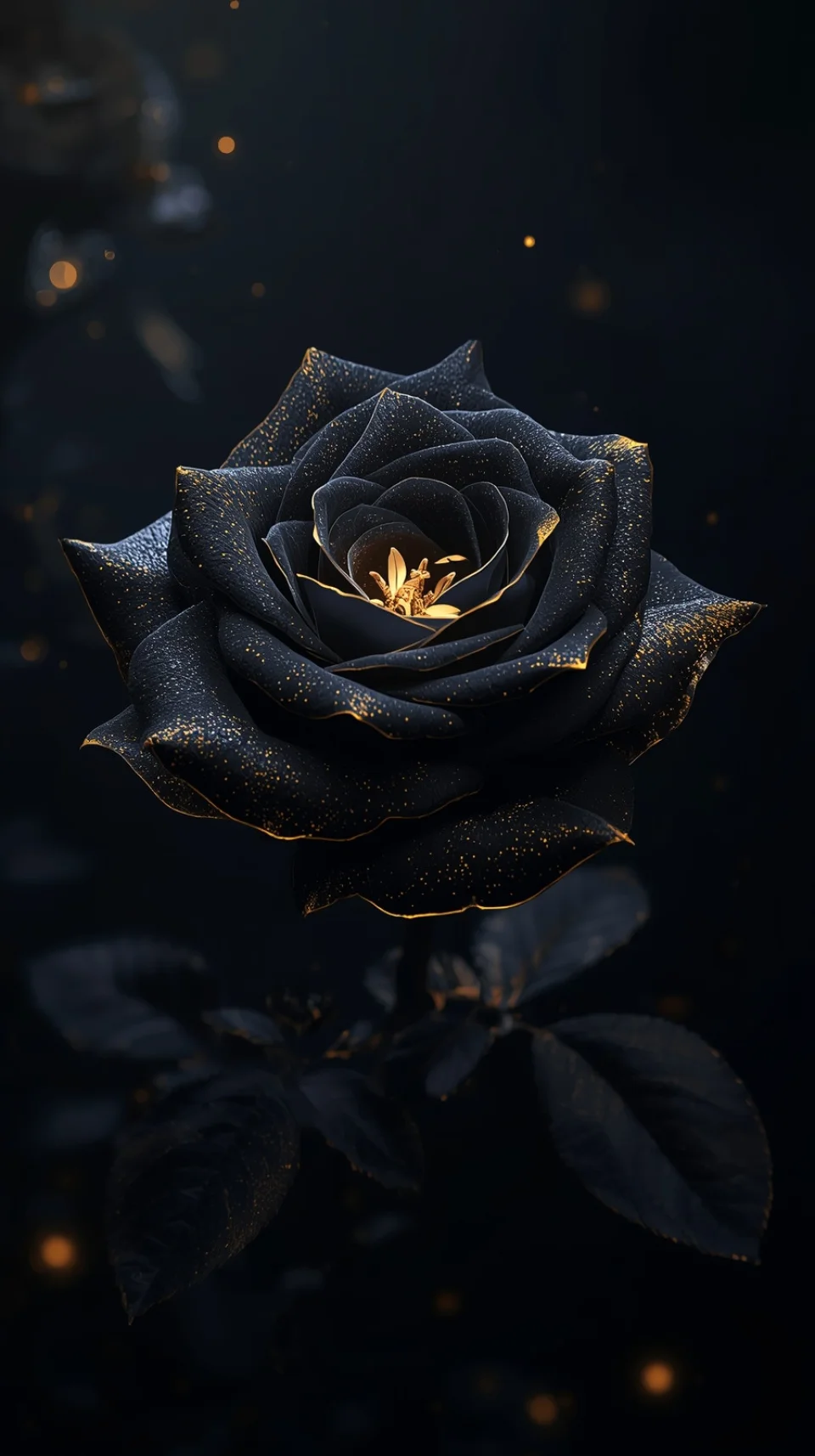 Black Rose Wallpaper - Gold Glitter Aesthetic Dark Floral Art - Artist wallpaper - 4K