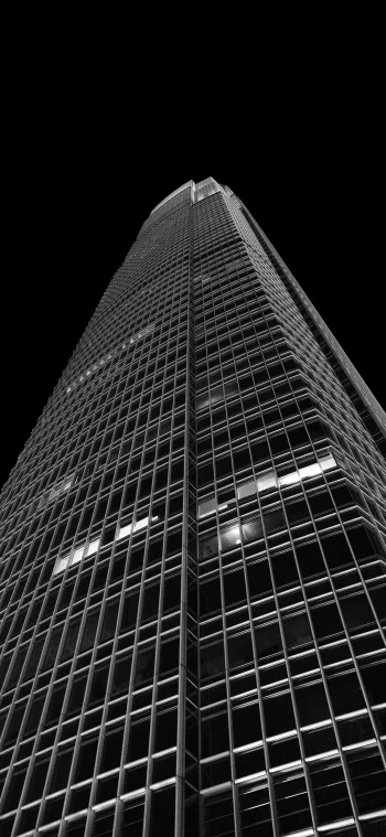 Black & White Skyscraper Wallpaper 4K | Minimalist High-Rise Building AMOLED