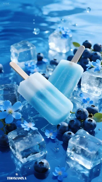 Blue Popsicles 4K Wallpaper Summer Ice & Blueberries Aesthetic