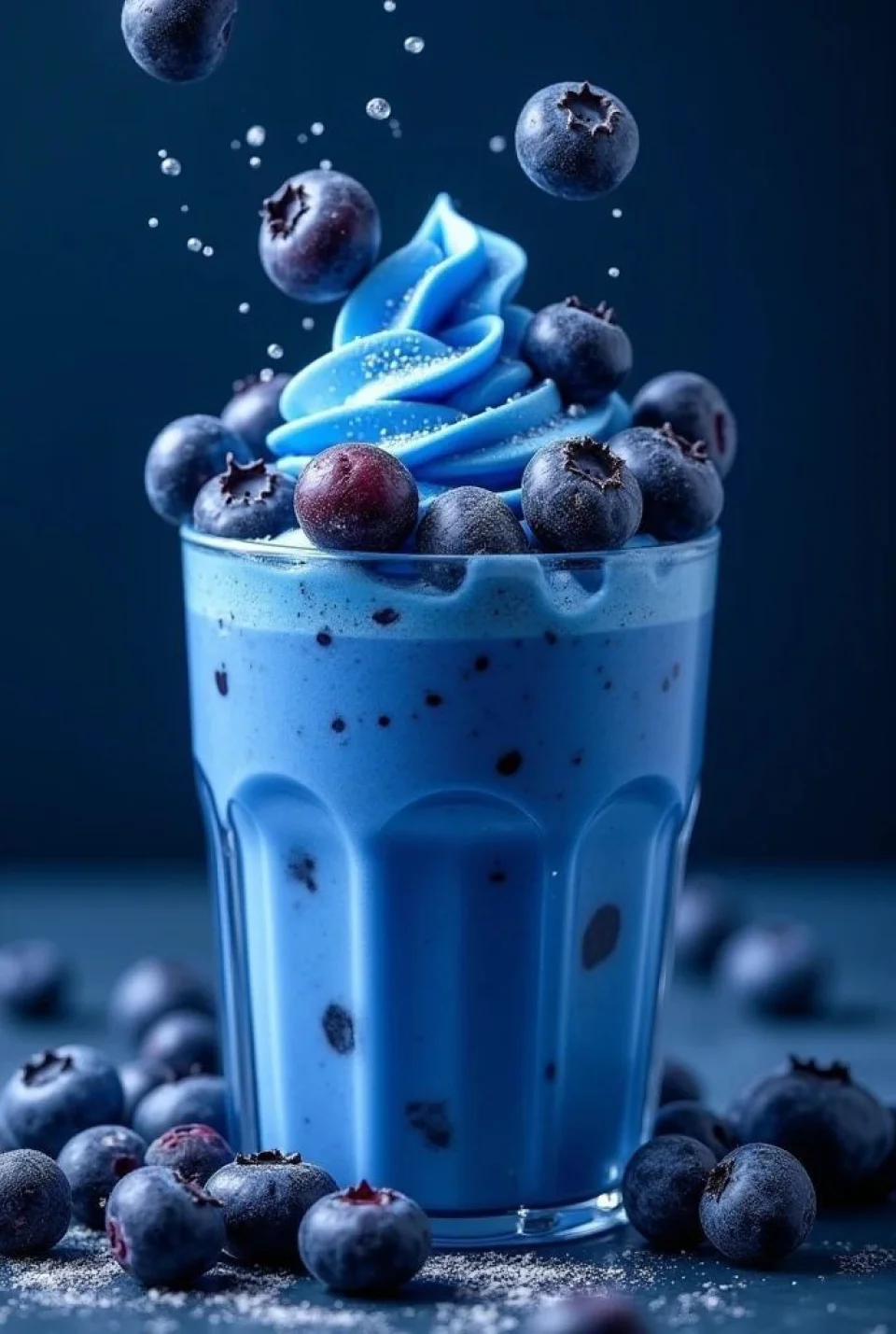 Blueberry Smoothie Dessert 4K Wallpaper Monochromatic Blue... - Food wallpaper - 4K