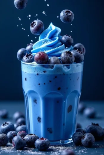Blueberry Smoothie Dessert 4K Wallpaper Monochromatic Blue Aesthetic
