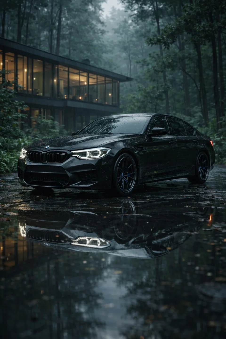 Bmw M5 Dark Forest Rain 4K Phone Wallpaper - Cars wallpaper - 4K