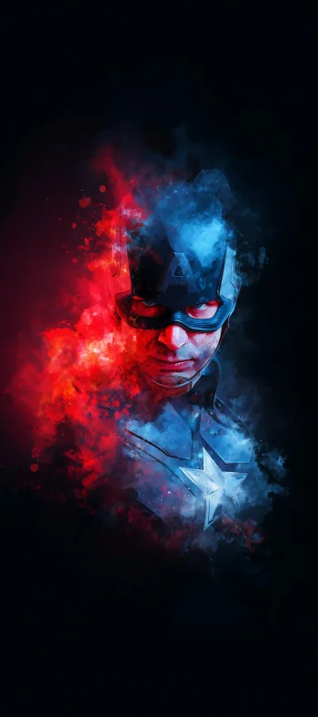 Captain America Red & Blue Split Wallpaper 4K | Dark Marvel AMOLED Background