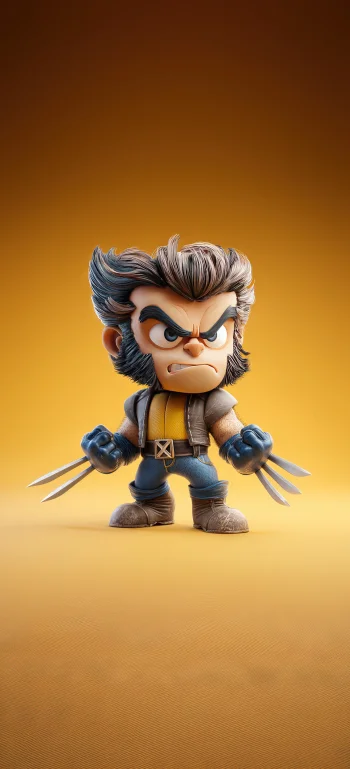 Chibi Wolverine Wallpaper 4K - Cute Marvel X-Men Mini Figurine Art