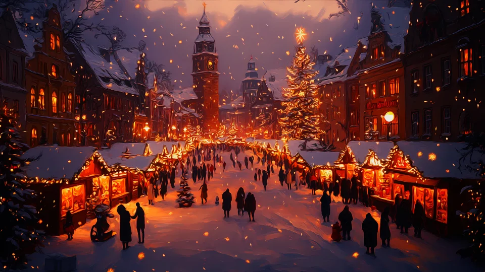Christmas Market Night Cityscape Wallpaper - Celebrations wallpaper - 4K