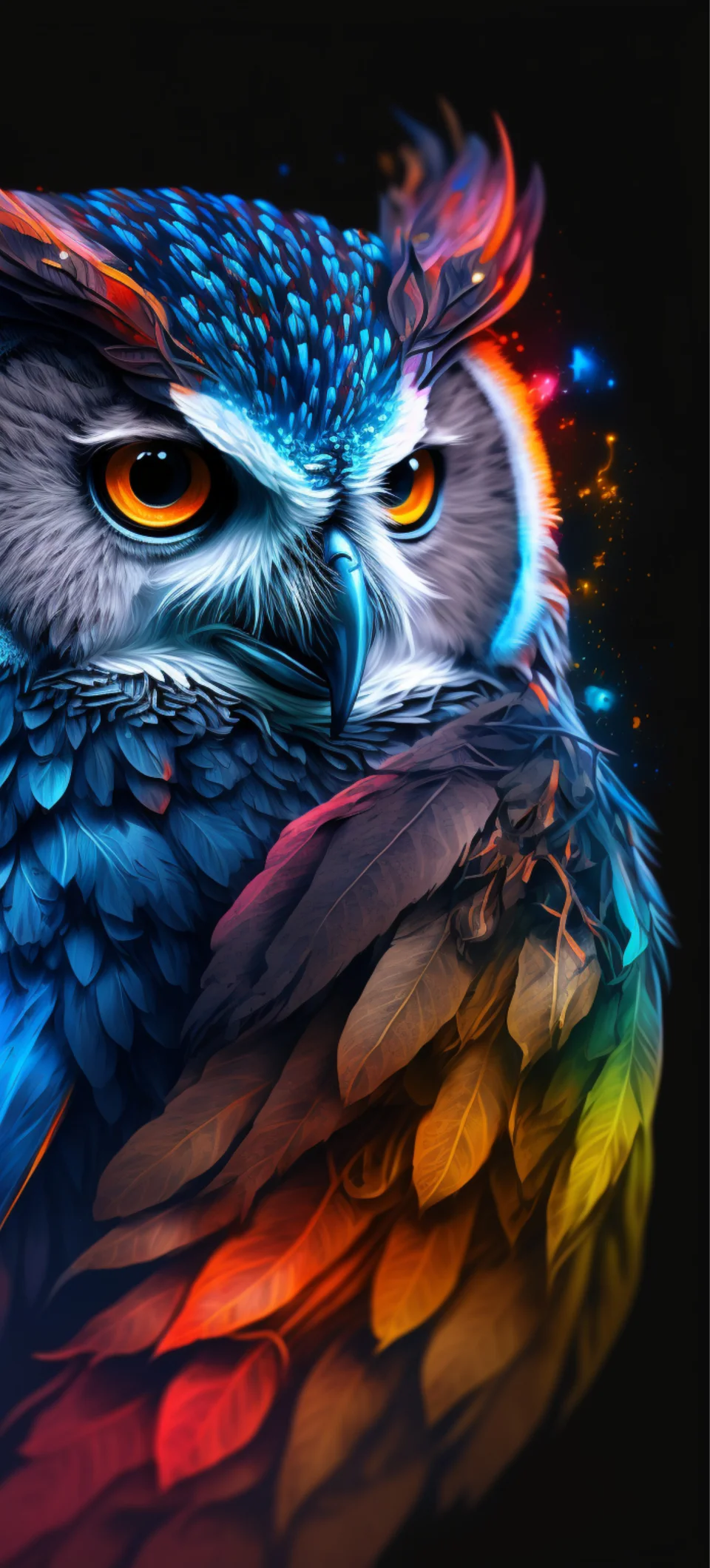 Colorful Fantasy Owl Art 4K Wallpaper - Birds wallpaper - 4K