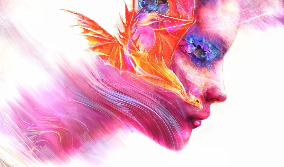 Colorful Fantasy Woman Art 4K Wallpaper Abstract Dragon Style - Creative wallpaper - 4K