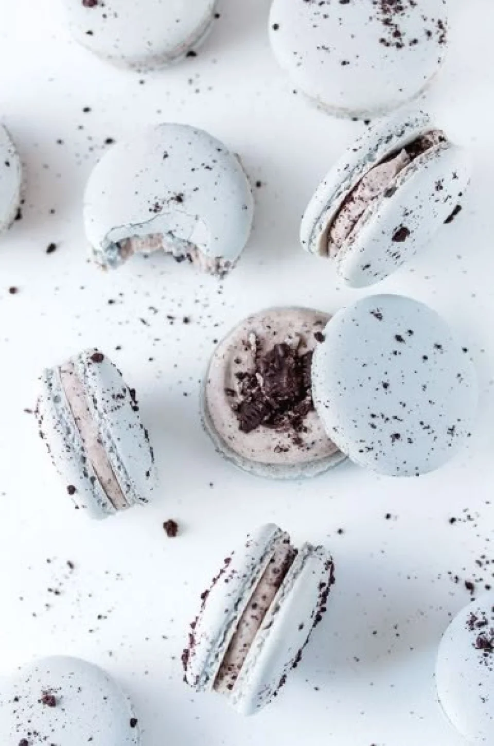 Cookies And Cream Macarons 4K Wallpaper White Minimalist... - Food wallpaper - 4K
