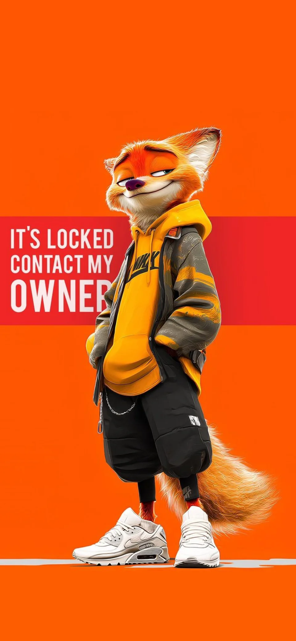 Cool Fox Hoodie Lock Screen Wallpaper Orange Aesthetic - Funny wallpaper - 4K