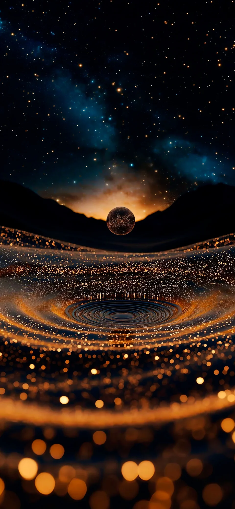 Cosmic Galaxy Night Sky 4K Wallpaper Golden Particles Space... - Space wallpaper - 4K