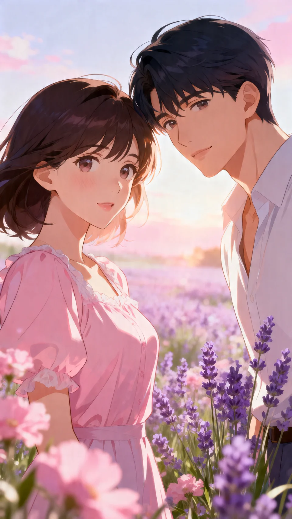 Couple Gentle Embrace 4K Phone Wallpaper - Anime wallpaper - 4K