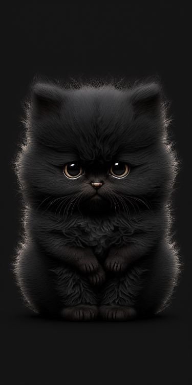 Cute Black Kitten 4K Wallpaper Fluffy & Dark Aesthetic - Cute wallpaper - 4K