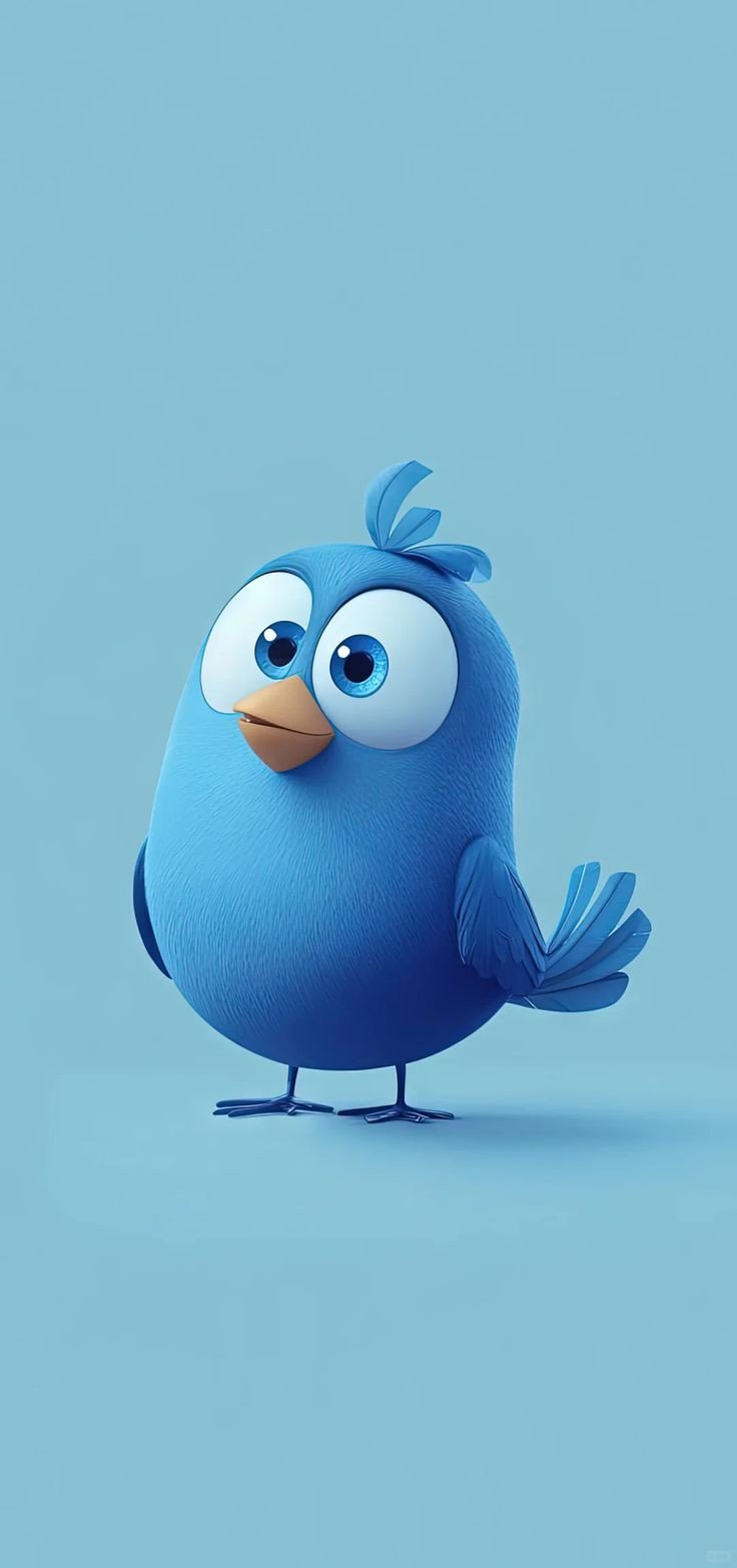 Cute Blue Bird 4K Wallpaper 3D Cartoon Aesthetic - Cute wallpaper - 4K